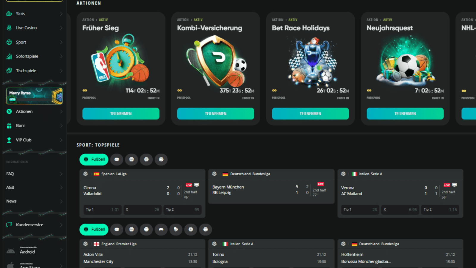 Drip Sportwetten Ohne Limit Live Wetten und Aktionen